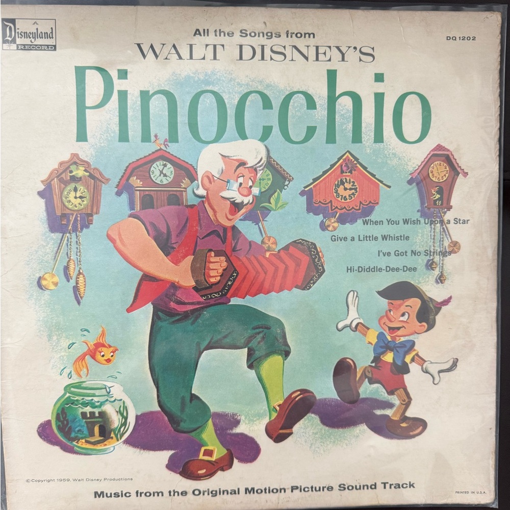 Disney Pinocchio Vinyl Record